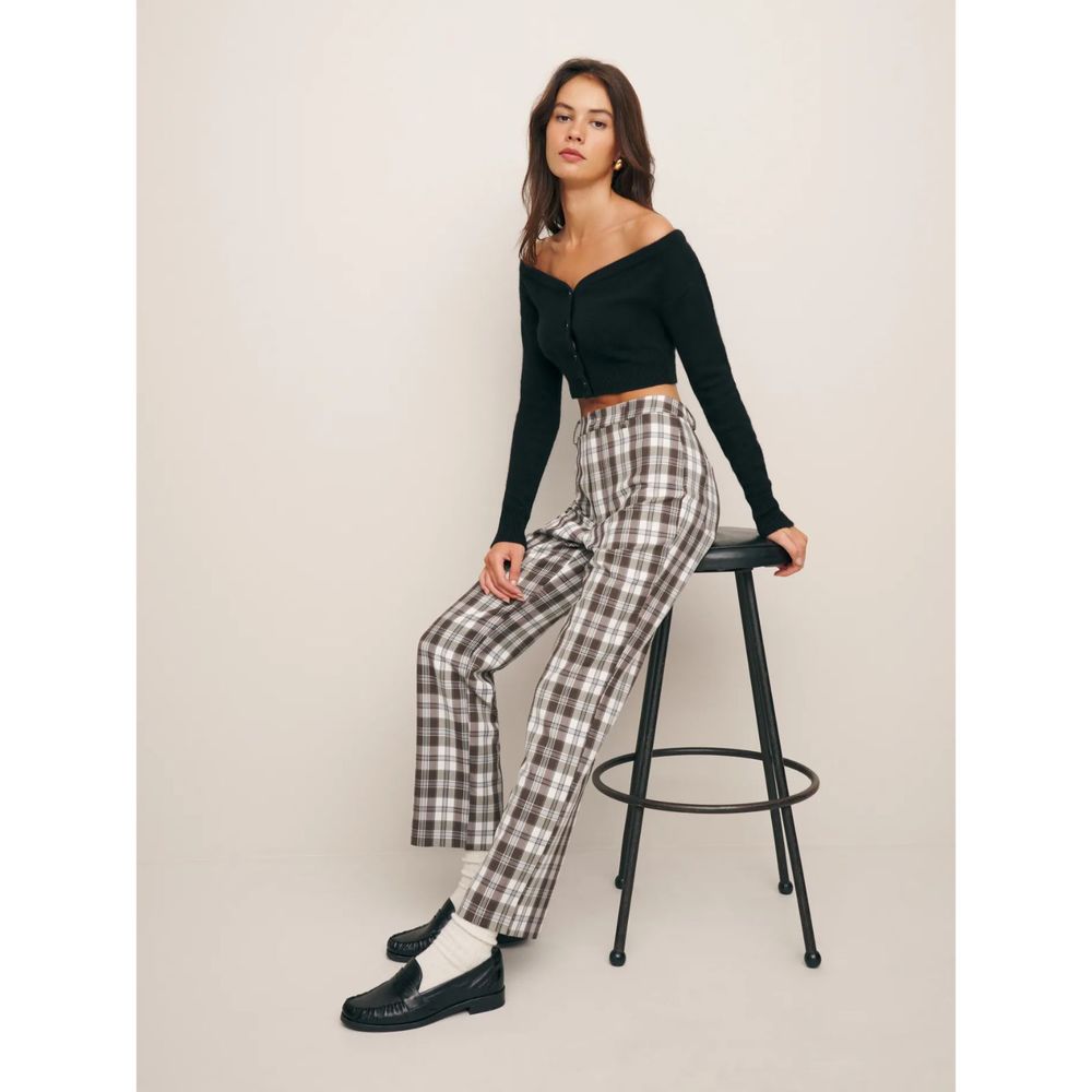 Reformation - NWT Freddie Pant (Color: Brown Check, Size: 8) Retail: $178
